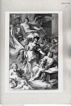 Vorderseite von Istituto Nazionale per la Grafica [http://creativecommons.org/publicdomain/mark/1.0/] Allegorie mit der Fama, die das Porträt eines Mannes in einem Medaillon hält, der Fortitudo, dem Tiber, der römischen Wölfin - , bh476492. Foto.