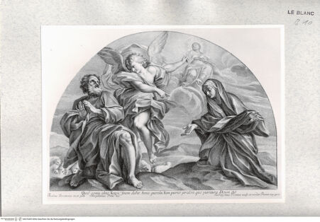 Vorderseite von Istituto Nazionale per la Grafica [http://creativecommons.org/publicdomain/mark/1.0/] Die Gemälde der Capella Sant'Anna in Santa Maria in Montesanto, RomDer Engel verkündet Joachim die Schwangerschaft Annas - , bh476493. Foto.