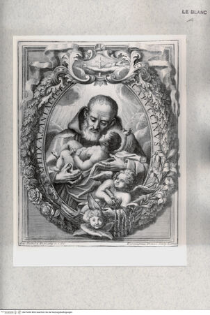 Vorderseite von Istituto Nazionale per la Grafica [http://creativecommons.org/publicdomain/mark/1.0/] Der heilige Felix von Cantalice mit dem Jesuskind und Putti mit den Leidenswerkzeugen, in ovaler Rahmung - , bh476496. Foto.