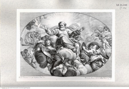 Vorderseite von Istituto Nazionale per la Grafica [http://creativecommons.org/publicdomain/mark/1.0/] Die Gemälde der Capella Sant'Anna in Santa Maria in Montesanto, RomGottvater mit Engeln auf Wolken - , bh476507. Foto.