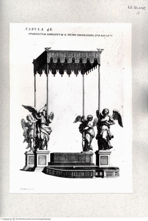 Vorderseite von Istituto Nazionale per la Grafica [http://creativecommons.org/publicdomain/mark/1.0/] Numismata Summorum Pontificum tempi Vaticani fabricam indicantia, ...Tafel 48: Baldachinentwurf für die Confessio Madernos, S. Peter, Rom? - , bh476508. Foto.