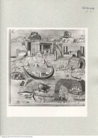 Vorderseite von Istituto Nazionale per la Grafica [http://creativecommons.org/publicdomain/mark/1.0/] Das Nilmosaik (nach der Antike)Lithostroti Praenes(t)ini Pars Tertia - , bh476519. Foto.