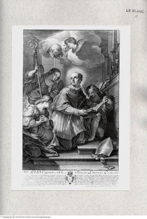 Vorderseite von Istituto Nazionale per la Grafica [http://creativecommons.org/publicdomain/mark/1.0/] Der heilige Turibius von Lima mit drei Engeln - , bh476522. Foto.