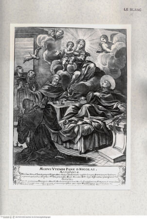 Vorderseite von Istituto Nazionale per la Grafica [http://creativecommons.org/publicdomain/mark/1.0/] Dem heiligen Nikolaus von Tolentino erscheint die Jungfrau - , bh476533. Foto.