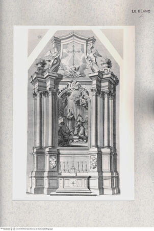 Vorderseite von Istituto Nazionale per la Grafica [http://creativecommons.org/publicdomain/mark/1.0/] Altar und Altarbild mit einem Heiligen, der einem anderen den Segen erteilt - , bh476792. Foto.