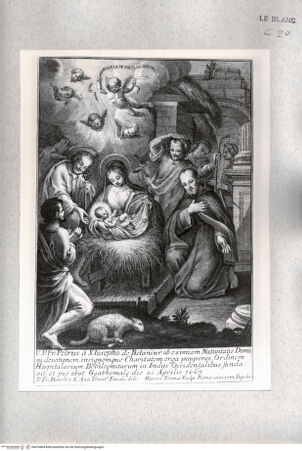 Vorderseite von Istituto Nazionale per la Grafica [http://creativecommons.org/publicdomain/mark/1.0/] Die Geburt Christi mit dem heiligen Petrus vom heiligen Joseph von Betancur - , bh476804. Foto.