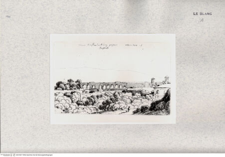 Vorderseite von  [http://creativecommons.org/publicdomain/mark/1.0/] Sieben Ansichten von Rom und Umgebung: Aquädukt bei Frascati - , bh476877. Foto.