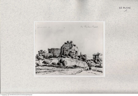 Vorderseite von  [http://creativecommons.org/publicdomain/mark/1.0/] Sieben Ansichten von Rom und Umgebung: Vesta-Tempel bei Rom - , bh476882. Foto.