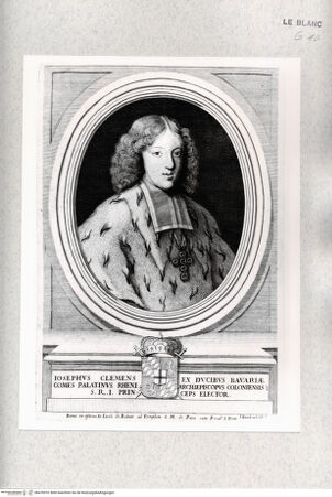 Vorderseite von Istituto Nazionale per la Grafica [http://creativecommons.org/publicdomain/mark/1.0/] Bildnis des Joseph Clemens, Kurfürst von Köln - , bh476910. Foto.