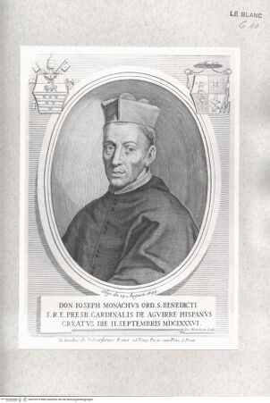 Vorderseite von Istituto Nazionale per la Grafica [http://creativecommons.org/publicdomain/mark/1.0/] Bildnis des Kardinals José Aguirre - , bh476914. Foto.