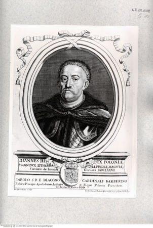Vorderseite von Istituto Nazionale per la Grafica [http://creativecommons.org/publicdomain/mark/1.0/] Bildnis des Königs Johannes III. Sobieski von Polen - , bh476921. Foto.