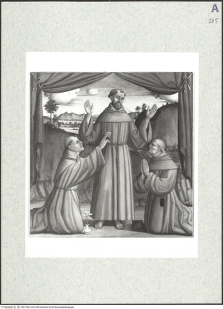 Vorderseite von Sigismondi, Roberto [https://www.deutsche-digitale-bibliothek.de/content/lizenzen/rv-fz/] Heiliger Franziskus mit den Heiligen Antonius und Bernardino - , bh477046_recto. Foto: Sigismondi, Roberto.
