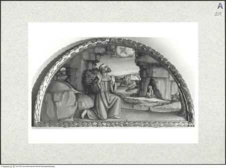 Vorderseite von Sigismondi, Roberto [https://www.deutsche-digitale-bibliothek.de/content/lizenzen/rv-fz/] PolyptychonLünette: Stigmatisation des heiligen Franziskus, heilige Clara im Hintergrund - , bh477047_recto. Foto: Sigismondi, Roberto.