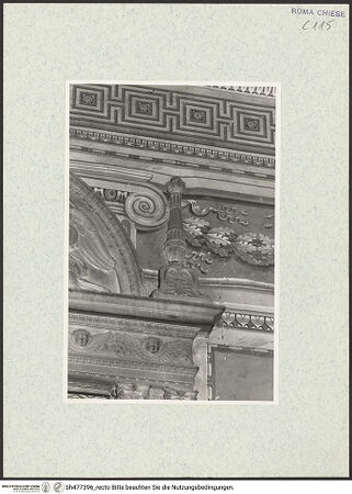 Vorderseite von Courtauld Institute, Conway Library [https://www.deutsche-digitale-bibliothek.de/content/lizenzen/rv-ez/] Grabmal des Kardinals Giovanni Battista Savelli (+1498) - Detail: Giebel, rechte Balusterleuchte, bh477396_recto. Foto.