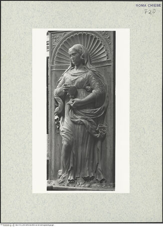 Vorderseite von Vasari [https://www.deutsche-digitale-bibliothek.de/content/lizenzen/rv-ez/] Grabmal des Kardinals Lorenzo Cibo de' Mari (+1503)Tugendzyklus in den PilasternischenNische unten rechts: Fides - , bh477515_recto. Foto.