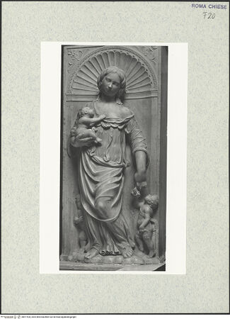 Vorderseite von Vasari [https://www.deutsche-digitale-bibliothek.de/content/lizenzen/rv-ez/] Grabmal des Kardinals Lorenzo Cibo de' Mari (+1503)Tugendzyklus in den PilasternischenNische unten links: Caritas - , bh477520_recto. Foto.