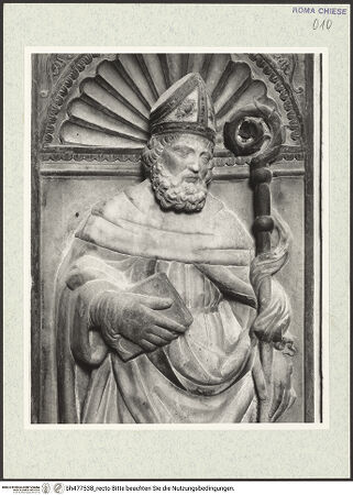 Vorderseite von Courtauld Institute, Conway Library [https://www.deutsche-digitale-bibliothek.de/content/lizenzen/rv-ez/] Die vier lateinischen KirchenväterHeiliger Augustinus - Detail: obere Körperhälfte, bh477538_recto. Foto.