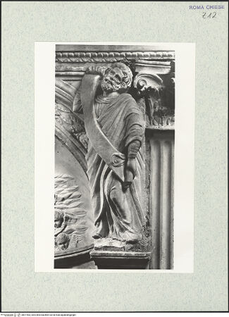 Vorderseite von Vasari [https://www.deutsche-digitale-bibliothek.de/content/lizenzen/rv-ez/] Grabmal der Costanza Ammanati-Piccolomini (+1477)Mittelnische: Segnender Christus und Engel, flankiert von zwei Propheten - Detail: Prophet rechts, bh477563_recto. Foto.