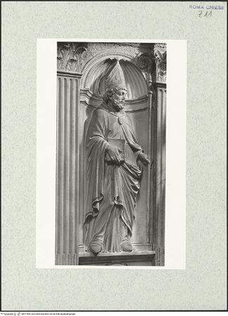 Vorderseite von Vasari [https://www.deutsche-digitale-bibliothek.de/content/lizenzen/rv-ez/] Grabmal der Costanza Ammanati-Piccolomini (+1477)NischenfigurenLinke Nische: Heiliger Augustinus - , bh477565_recto. Foto.