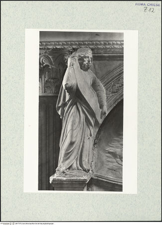 Vorderseite von Vasari [https://www.deutsche-digitale-bibliothek.de/content/lizenzen/rv-ez/] Grabmal der Costanza Ammanati-Piccolomini (+1477)Mittelnische: Segnender Christus und Engel, flankiert von zwei Propheten - Detail: Prophet links, bh477570_recto. Foto.