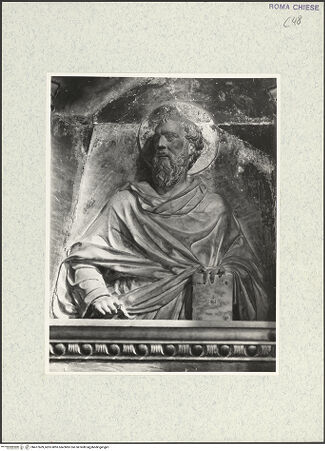 Vorderseite von Courtauld Institute, Conway Library [https://www.deutsche-digitale-bibliothek.de/content/lizenzen/rv-ez/] Grabmal des Kardinals Louis d'Albret (auch: Ludovico de Lebretto, +1465)Rückwand: Halbfiguren der Apostel Petrus und Paulus - Paulus, bh477609_recto. Foto.