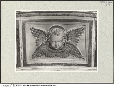 Vorderseite von Vasari [https://www.deutsche-digitale-bibliothek.de/content/lizenzen/rv-fz/] Grabmal des Kardinals Giorgio Costa von Lissabon (+1508) - Bogenunterzug, Cherub, bh477639_recto. Foto.