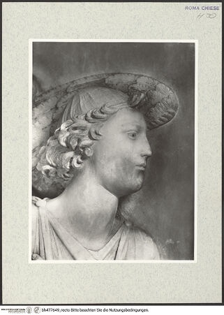 Vorderseite von Vasari [https://www.deutsche-digitale-bibliothek.de/content/lizenzen/rv-fz/] Grabmal des Kardinals Giorgio Costa von Lissabon (+1508)Bogenlünette: Madonna in der Mandorla und zwei adorierende Engel - linker Engel, Kopf, bh477649_recto. Foto.