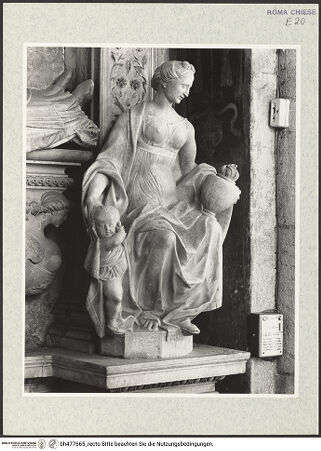 Vorderseite von Courtauld Illustration Archive [https://www.deutsche-digitale-bibliothek.de/content/lizenzen/rv-ez/] Grabmal des Kardinals Juan de Castro, Bischof von AgrigentTugendpersonifikationenrechtes Sockelpostament: Caritas - , bh477665_recto. Foto.