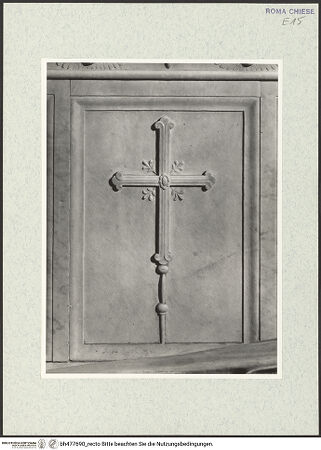 Vorderseite von Vasari [https://www.deutsche-digitale-bibliothek.de/content/lizenzen/rv-ez/] Grabmal der Kardinäle Cristoforo (+1477) und Domenico della Rovere (+1501) - Rückwand, Kruzifix, bh477690_recto. Foto.