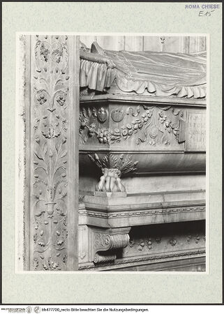 Vorderseite von Courtauld Institute, Conway Library [https://www.deutsche-digitale-bibliothek.de/content/lizenzen/rv-ez/] Grabmal der Kardinäle Cristoforo (+1477) und Domenico della Rovere (+1501)Sarkophag mit Liegefigur - linker Teil des Sarkophags, bh477700_recto. Foto.