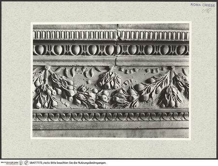 Vorderseite von Vasari [https://www.deutsche-digitale-bibliothek.de/content/lizenzen/rv-ez/] Grabmal des Kardinals Jacopo Tebaldi (+1466) - Detail: Dekorationsdetail des Architravs, bh477773_recto. Foto.