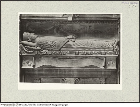 Vorderseite von Vasari [https://www.deutsche-digitale-bibliothek.de/content/lizenzen/rv-ez/] Grabmal des Diotisalvi Neroni (+1482) - Sarkophag mit Liegefigur, bh477782_recto. Foto.