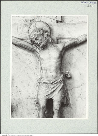 Vorderseite von Courtauld Institute, Conway Library [https://www.deutsche-digitale-bibliothek.de/content/lizenzen/rv-ez/] Grabmal des Erzbischofs von Salerno, Guglielmo Rocca (+1482)Zone unterhalb des Sarkophags: Kreuzigung Christi - Detail: Christus, bh478025_recto. Foto.