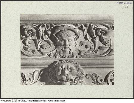 Vorderseite von Vasari [https://www.deutsche-digitale-bibliothek.de/content/lizenzen/rv-ez/] Grabmal des Kardinals Bernardino Lonato (+1497)Sarkophag mit Liegefigur - Sarkophag, Dekorationsdetail: Maske, bh478050_recto. Foto.