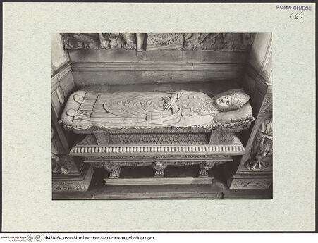 Vorderseite von Vasari [https://www.deutsche-digitale-bibliothek.de/content/lizenzen/rv-ez/] Grabmal des Kardinals Bernardino Lonato (+1497)Sarkophag mit Liegefigur - Aufsicht, bh478054_recto. Foto.