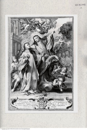 Vorderseite von Istituto Nazionale per la Grafica [http://creativecommons.org/publicdomain/mark/1.0/] Die selige Theresa von Portugal, Königin von Kastilien, und die selige Sancia von Portugal, im Hintergrund die Mitschwestern ihres Klosters von Lorvao, von Engeln umgeben - , bh478062. Foto.