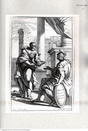 Vorderseite von Istituto Nazionale per la Grafica [http://creativecommons.org/publicdomain/mark/1.0/] Allegorie: Minerva(?) mit einem Krieger - , bh478071. Foto.