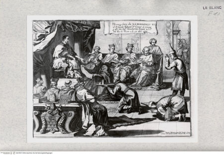 Vorderseite von Istituto Nazionale per la Grafica [http://creativecommons.org/publicdomain/mark/1.0/] Die Gesandten von Siam vor Papst Innozenz XI. - , bh478072. Foto.