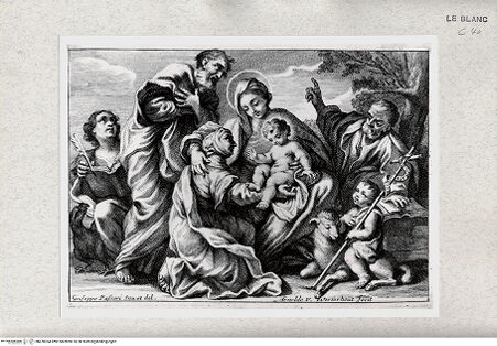 Vorderseite von Istituto Nazionale per la Grafica [http://creativecommons.org/publicdomain/mark/1.0/] Die Heilige Familie mit der heiligen Anna, Joachim, dem Johannesknaben und dem Evangelisten Johannes - , bh478354. Foto.