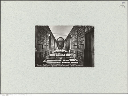 Vorderseite von unbekannt [https://www.deutsche-digitale-bibliothek.de/content/lizenzen/rv-fz/] Palazzo della PilottaBiblioteca Palatina - Galleria "Dell' Incoronata", bh478709_recto. Foto.