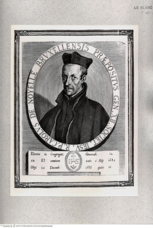 Vorderseite von Istituto Nazionale per la Grafica [http://creativecommons.org/publicdomain/mark/1.0/] Imagines Praepositorum Generalium Societatis Iesu. Delineatae et Exculptae ab Arnoldo Van Westerhout. (2. Zustand)Bildnis des Jesuiten Charles de Noyelle - , bh479719. Foto.