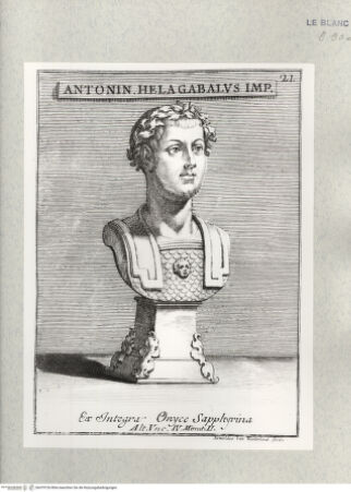 Vorderseite von Istituto Nazionale per la Grafica [http://creativecommons.org/publicdomain/mark/1.0/] Antike Objekte aus dem Museum des Mario Piccolomini, RomBüste des Kaisers Elagabal: Antonin. Helagabalus Imp. - , bh479726. Foto.