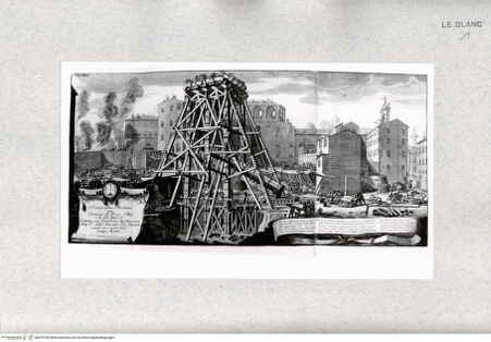 Vorderseite von Istituto Nazionale per la Grafica [http://creativecommons.org/publicdomain/mark/1.0/] Aufstellung der Mark-Aurels-Säule auf der Piazza Colonna (2 Platten) (2. Zustand) - , bh479742. Foto.