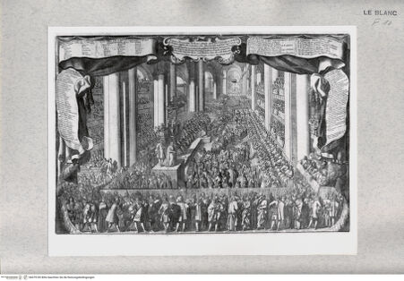 Vorderseite von Istituto Nazionale per la Grafica [http://creativecommons.org/publicdomain/mark/1.0/] Die öffentliche Abschwörung des Priesters Miguel Molinos, Rom, S. Maria sopra Minerva, 1687 - , bh479749. Foto.