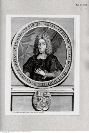 Vorderseite von Istituto Nazionale per la Grafica [http://creativecommons.org/publicdomain/mark/1.0/] Karl von Lothringen und Bar, Bischof von Olmütz, in einem Ovalmedaillon - , bh479750. Foto.