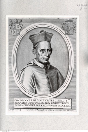 Vorderseite von Istituto Nazionale per la Grafica [http://creativecommons.org/publicdomain/mark/1.0/] Bildnis des Kardinals Giovanni Bona - , bh479836. Foto.