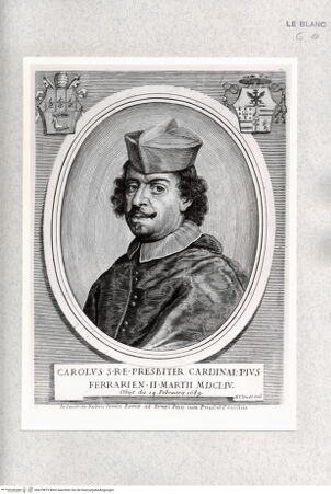 Vorderseite von Istituto Nazionale per la Grafica [http://creativecommons.org/publicdomain/mark/1.0/] Bildnis des Kardinals Carlo Pio - , bh479875. Foto.