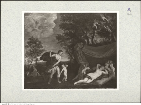 Vorderseite von Staatliche Museen Kassel [https://www.deutsche-digitale-bibliothek.de/content/lizenzen/rv-ez/] Adonis wird durch Amoretten zum Lager der Venus geführt - , bh479911_recto. Foto.