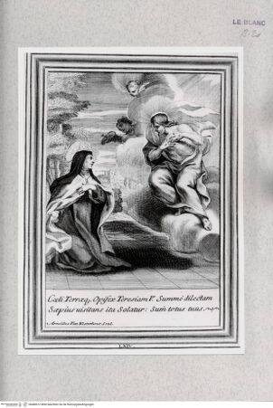 Vorderseite von Istituto Nazionale per la Grafica [http://creativecommons.org/publicdomain/mark/1.0/] Vita Effigiata Della Serafica Vergine S. Teresa di Gesù ...Tafel 64: Das Bekenntnis der heiligen Theresia: Coeli Terraeq. Opifex ... - , bh480012. Foto.