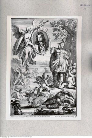 Vorderseite von Istituto Nazionale per la Grafica [http://creativecommons.org/publicdomain/mark/1.0/] Allegorie mit Minerva und Saturn und der Fama mit dem Porträt des Francesco Maria Farnese in einem Medaillon - , bh480016. Foto.